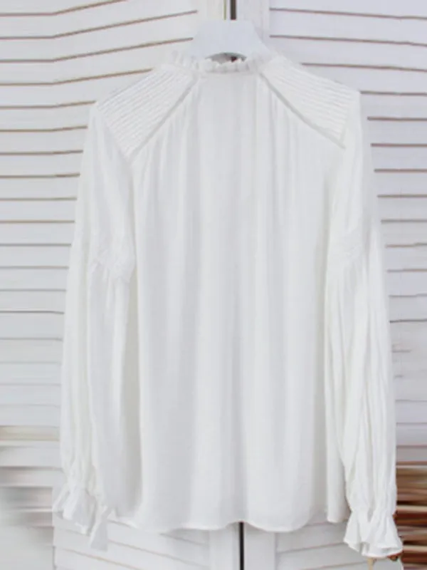 Vintage Urban White Loose Puff Sleeves Blouse