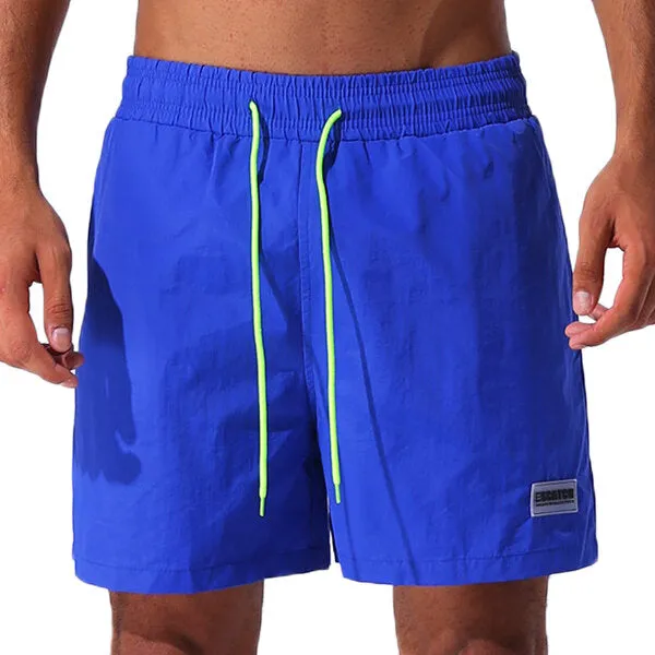 Waterproof Sport Drawstring Loose Thin Lightweight Solid Color Men Casual Beach Board Shorts