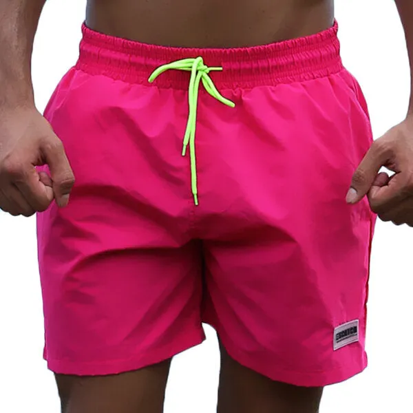 Waterproof Sport Drawstring Loose Thin Lightweight Solid Color Men Casual Beach Board Shorts