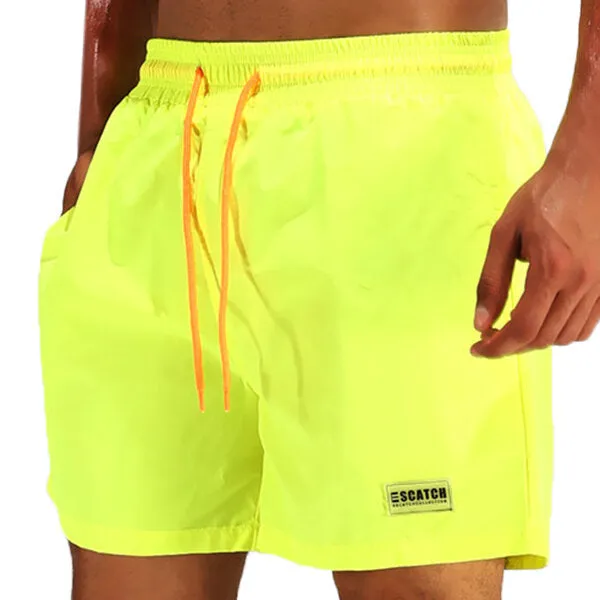 Waterproof Sport Drawstring Loose Thin Lightweight Solid Color Men Casual Beach Board Shorts