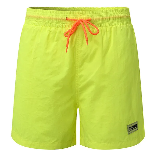 Waterproof Sport Drawstring Loose Thin Lightweight Solid Color Men Casual Beach Board Shorts