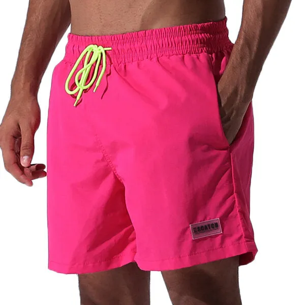 Waterproof Sport Drawstring Loose Thin Lightweight Solid Color Men Casual Beach Board Shorts