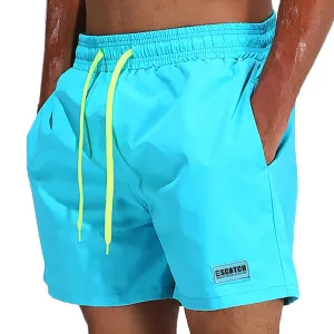 Waterproof Sport Drawstring Loose Thin Lightweight Solid Color Men Casual Beach Board Shorts