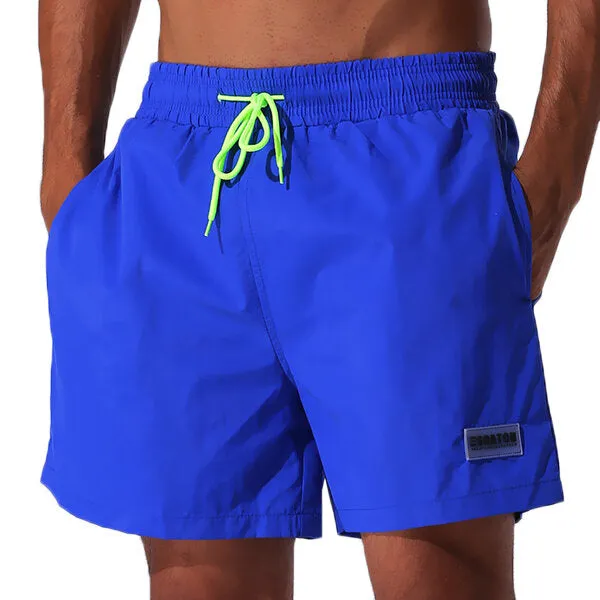 Waterproof Sport Drawstring Loose Thin Lightweight Solid Color Men Casual Beach Board Shorts