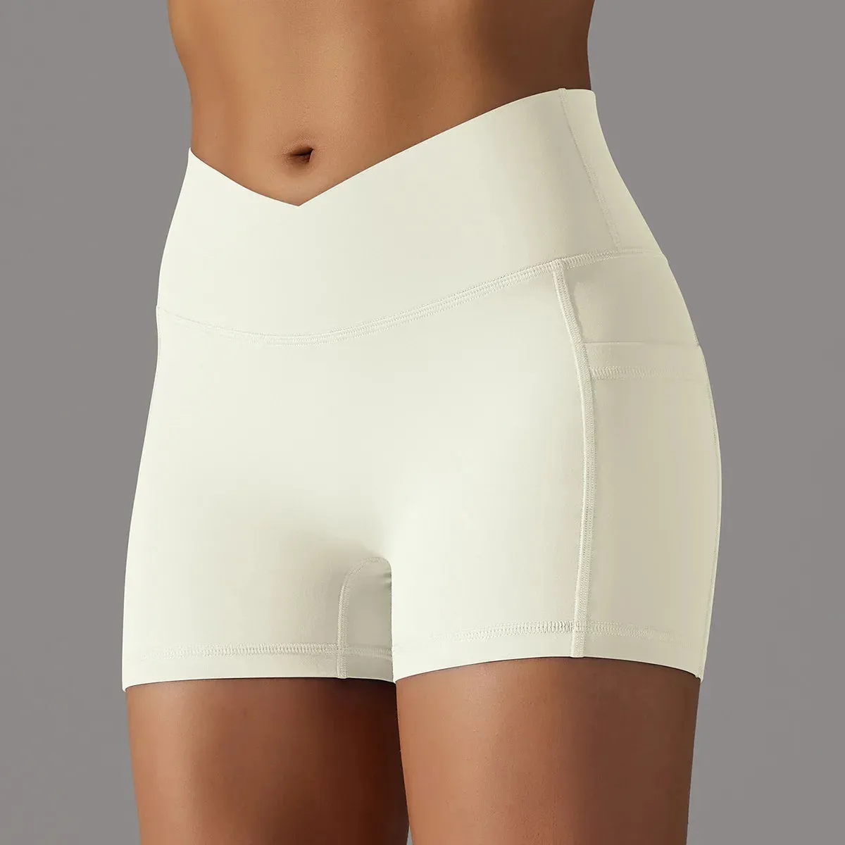 Women's Moisture-Wicking Yoga Shorts with Side Pockets - Three Quarter Length