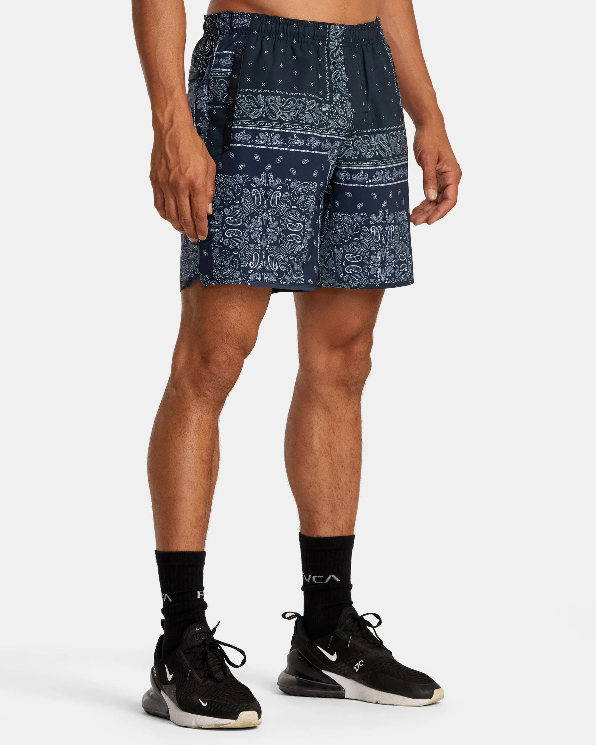 Yogger Stretch 17" Athletic Shorts - Black Patchwork